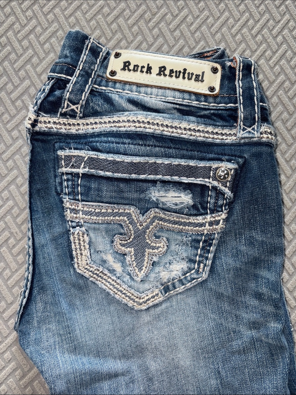 Natalie Boot 27 Rock Revival Women's Faded Blue Jeans